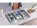 Combo Parrilla 5 Quemadores 77 cm y Campana Extractora 90 cm, Acero Inoxidable y Vidrio, P-IN5Q76A y C-BL2F90
