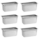 Inserto Contenedor De Acero Inoxidable 1/3x15cm Caja 6 Pzs