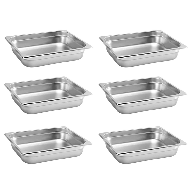 Arol Inserto Contenedor De Acero Inoxidable 1/2x6, 32.5x26.5x6 Cm, Certificado Nsf - Pack De 6