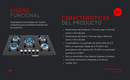Combo Parrilla 5 Quemadores 80 cm y Campana Slim AROL Acero Inoxidable/Negro, Modelos P-CN5Q77 y CSL-80AI