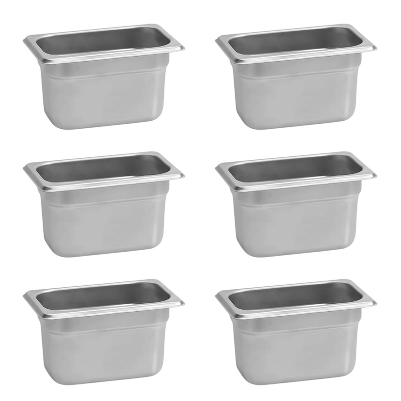 Inserto Contenedor Acero Inoxidable NOVENO 1/9x10 Cm 17.5x11x10 AROL NSF, 1.84L – Pack de 6