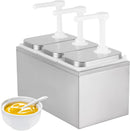 Dispensador de Salsas o Aderezos Triple 3x2L AROL con Bombas y Tapa Inoxidable
