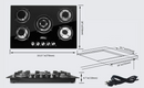 Combo Parrilla 5 Quemadores 80 cm y Campana Slim AROL Acero Inoxidable/Negro, Modelos P-CN5Q77 y CSL-80AI