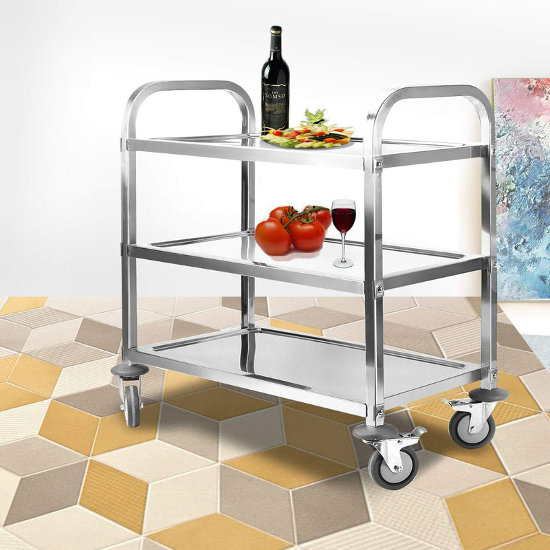 Carrito de Servicio AROL 3 Niveles de Acero Inoxidable, 95x50 cm