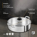 Arrocera Vasconia 34 cm con Tapa de Vidrio Aluminio Plata