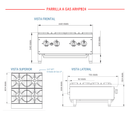 Parrilla 4 Quemadores 24" Gas LP Modelo ARHPB24 AROL