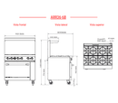 Estufa 6 Quemadores y Horno, Gas LP, Acero Inoxidable - ARR36-6B AROL