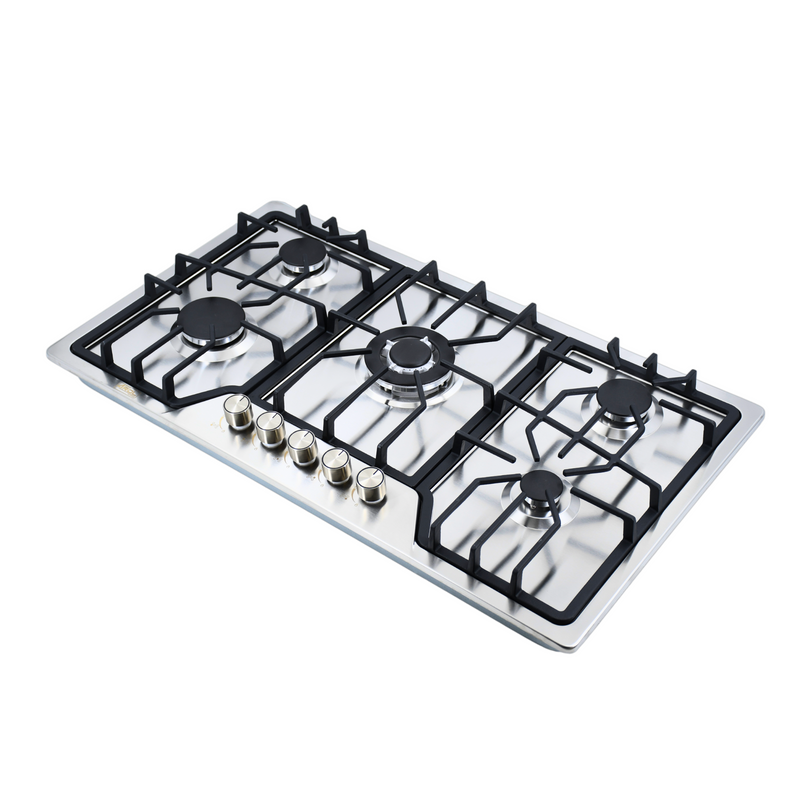 Combo Parrilla 5 Quemadores y Campana 90 cm, Acero Inoxidable y Vidrio, P-IN5Q86A y C-AC2F90