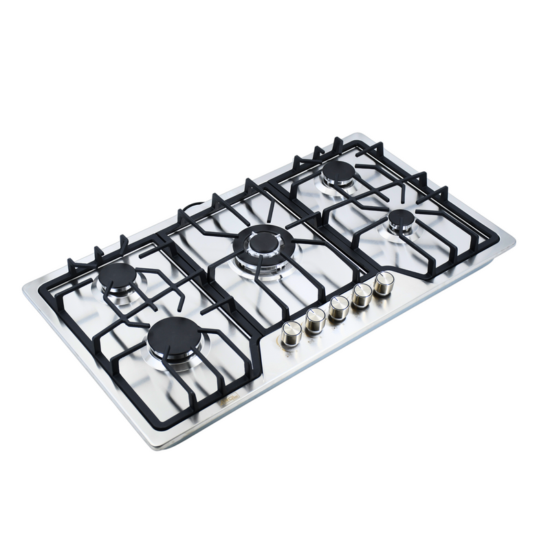 Combo Parrilla 5 Quemadores y Campana 90 cm, Acero Inoxidable y Vidrio, P-IN5Q86A y C-AC2F90