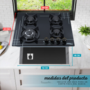 Parrilla de Gas 4 Quemadores, Vidrio Templado, Empotrable, 59 cm, P-CN4Q59