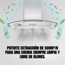 Campana Extractora 90 cm Vidrio, Acero Inoxidable, Pared C-AC2F90