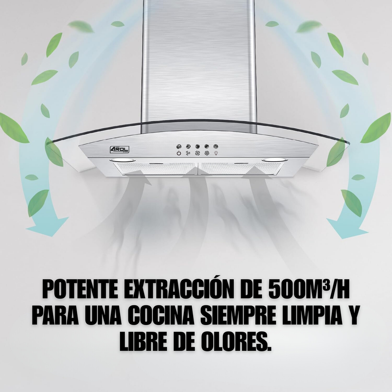 Combo Parrilla 5 Quemadores y Campana 90 cm, Acero Inoxidable y Vidrio, P-IN5Q86A y C-AC2F90
