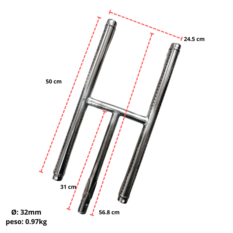 Quemador Tipo H 50 cm de Acero Inoxidable AROL