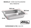 Inserto Contenedor Acero Inoxidable 1/2x6m Con Nsf Arol