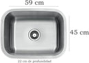 Tarja Sencilla Submontar Acero inoxidable 201, 45x59x21CM