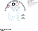 Kit Completo para Instalación de Lavabo, Incluye 2x Mangueras, 2x Válvulas, 1x Cinta, 1x Empaque y 1x Trampa