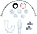 Kit Completo para Instalación de Lavabo, Incluye 2x Mangueras, 2x Válvulas, 1x Cinta, 1x Empaque y 1x Trampa