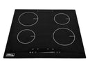Combo Parrilla Inducción 4 Zonas y Campana 60 cm Pared AROL Negro | Vidrio Templado | Doble Clavija 110 V | Motor 130 W | Succión 500 m³/h