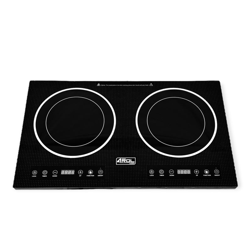 Parrilla de Inducción de 2 Zonas, 66cm, 110V, De Mesa, AROL IN-M2Q66