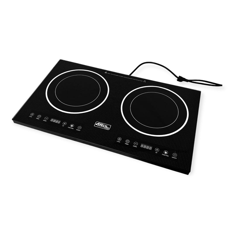Parrilla de Inducción de 2 Zonas, 66cm, 110V, De Mesa, AROL IN-M2Q66