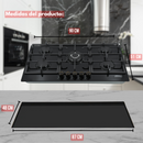 Parrilla Empotrable De Gas 5 Quemadores Vidrio Negro 90 cm AROL, Modelo P-CN5Q87A - Electrodomesticos Olvera