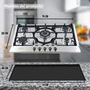 Parrilla Empotrable 5 Quemadores Acero Inoxidable AROL P-IN5Q76A