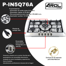 Parrilla Empotrable 5 Quemadores Acero Inoxidable AROL P-IN5Q76A