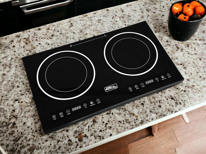 Parrilla de Inducción de 2 Zonas, 66cm, 110V, De Mesa, AROL IN-M2Q66