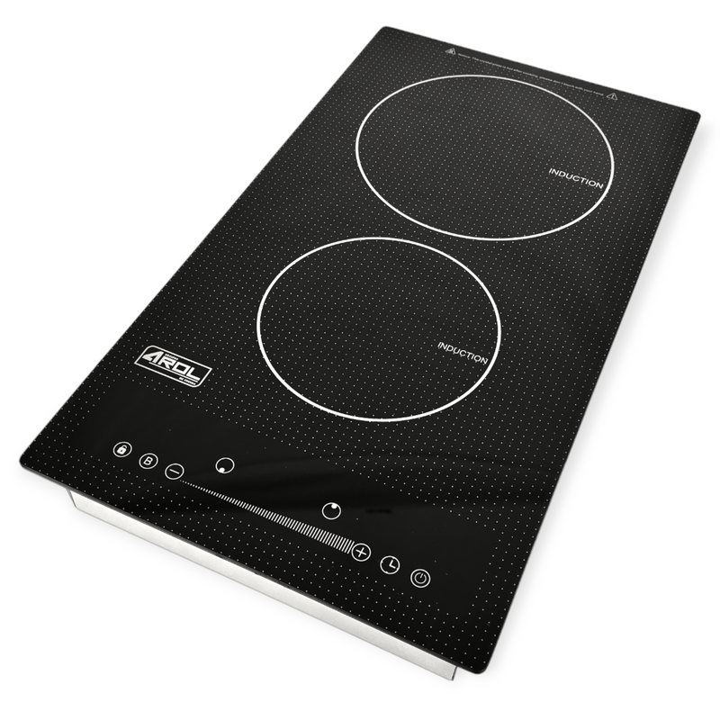 Parrilla de Inducción de 2 Zonas, 29cm, 110V, Empotrable, AROL IN-E2Q29