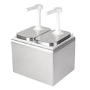 Dispensador de Salsas o Aderezos Doble 2x2L AROL con Bombas y Tapa Inoxidable