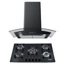 Combo Parrilla Y Campana Vidrio 77 Cm Pared Acero/negro Arol Color Negro P-cn5q77 Y Peonia