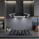 Combo Parrilla Y Campana Vidrio 77 Cm Pared Acero/negro Arol Color Negro P-cn5q77 Y Peonia