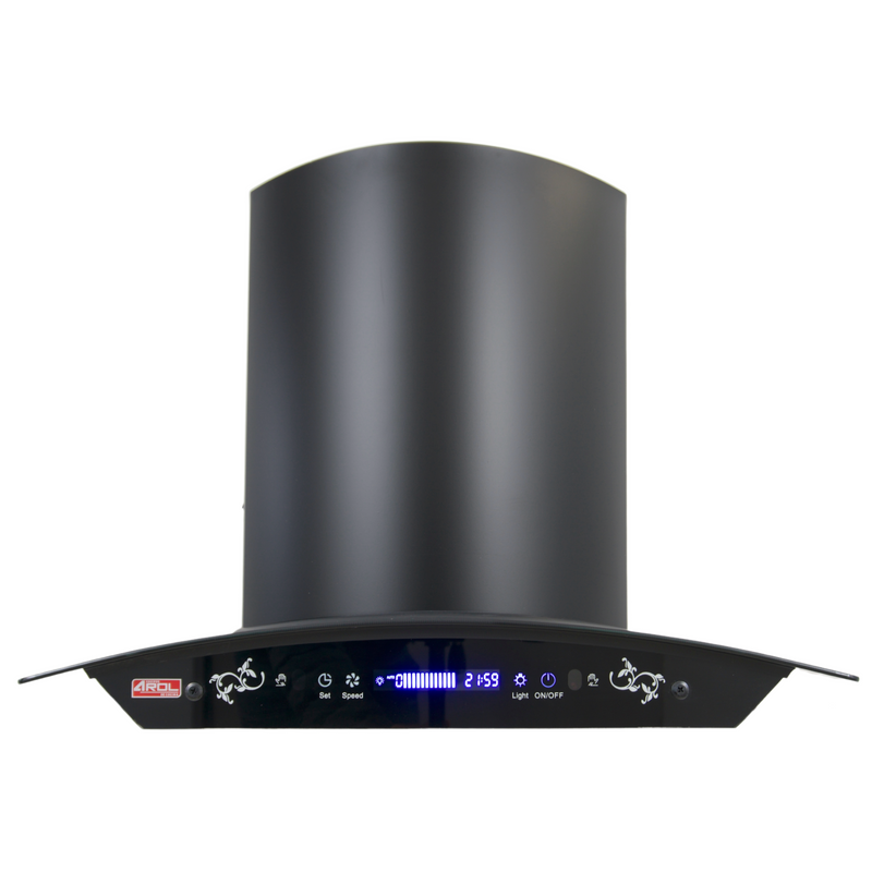 Campana Extractora, 60cm, Acero Inoxidable Mate Negro, Tipo Curvo, AROL Modelo Gardenia