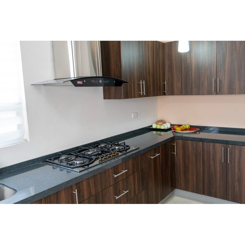 Campana De Cocina Extractora Y Purificadora Cristal Templado Negro Y Acero Inoxidable Táctil Chimenea Telescopica Arol - Electrodomesticos Olvera