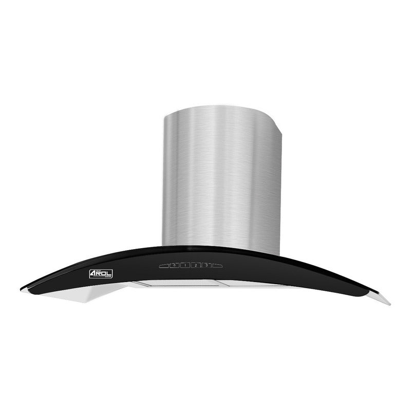 Campana Cocina Extractora Premium Cristal Templado Negro Y Acero Inoxidable 90cm Tactil Chimenea Telescopica Dalia Arol - Electrodomesticos Olvera