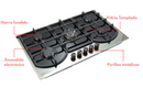 Combo Parrilla 5 Quemadores Vidrio Templado P-CN5Q87 y Campana Extractora Tulipan - Electrodomesticos Olvera