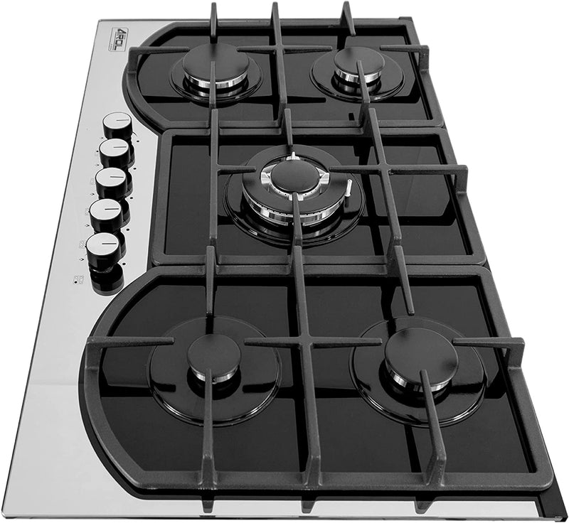 Parrilla de Gas 5 Quemadores Vidrio Templado Empotrable 87cm, Bitono Arol P-CN5Q87 - Electrodomesticos Olvera