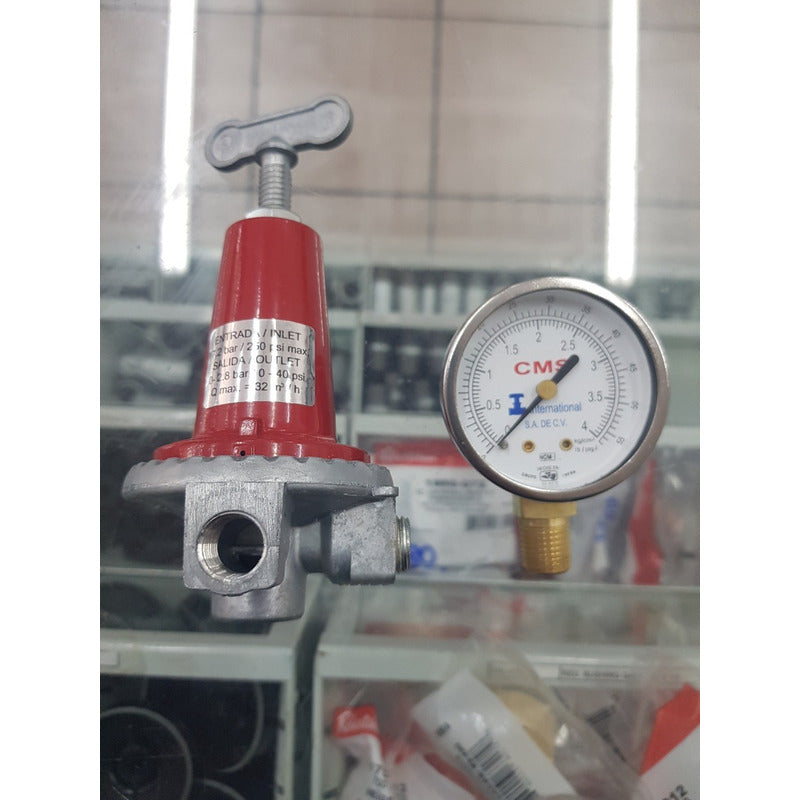 Regulador Gas Alta Presión Ajustable 40 Psi Con Manometro 4k - Electrodomesticos Olvera