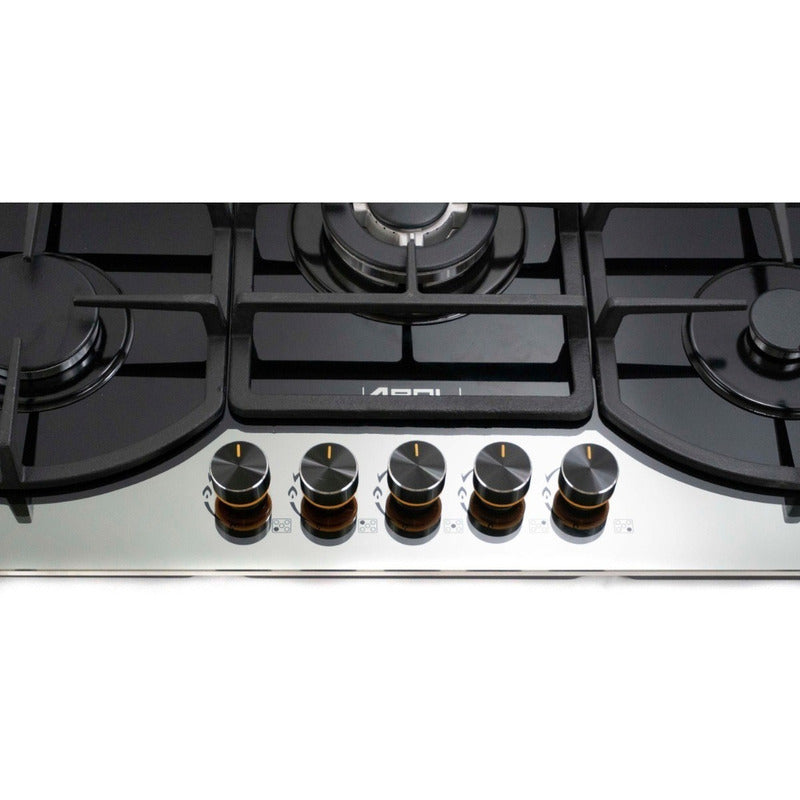 Combo Parrilla 5 Quemadores Vidrio Templado P-CN5Q87 y Campana Extractora Tulipan - Electrodomesticos Olvera