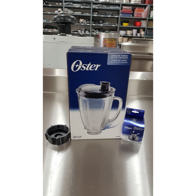 Vaso De Licuadora Oster De Vidrio Reversible Original Completo Con Caja Original De Oster, 6 Navajas - Electrodomesticos Olvera