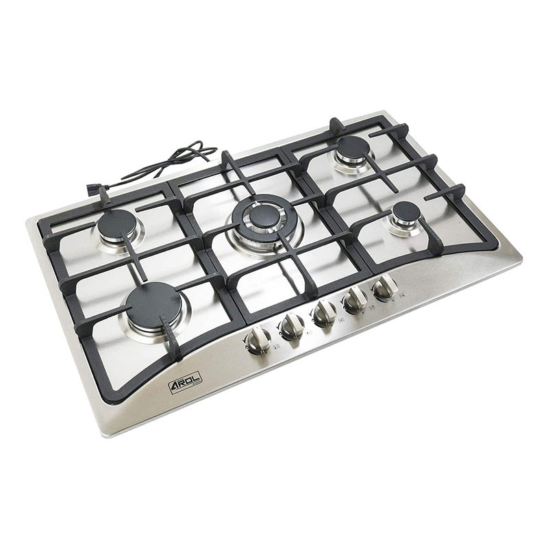 Parrilla de Gas 5 Quemadores de Acero Inoxidable Empotrable 86cm Arol P-IN5Q86 - Electrodomesticos Olvera