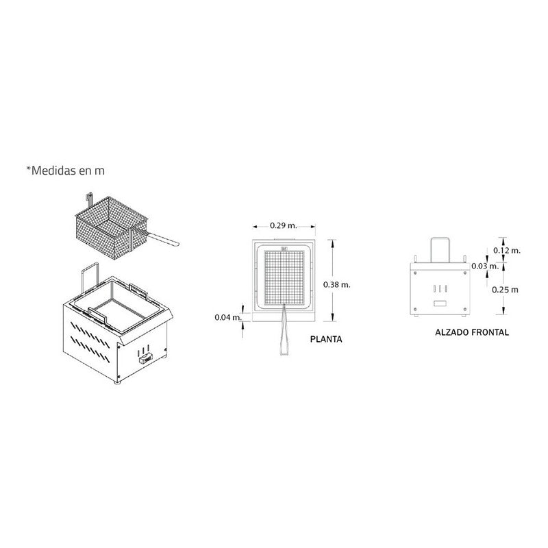 Freidora Mesa De 1 Canastilla 3 Litros De Acero Inoxidable - Electrodomesticos Olvera