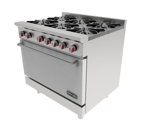 Estufa a gas de 6 quemadores y horno Drago GES-060-00