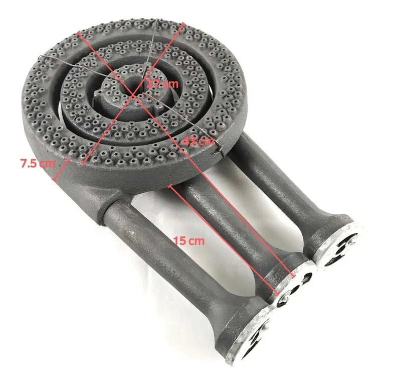 Quemador Triple Fogon 27 Cm Estandar Hierro Fundido