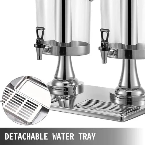 Dispensador de Jugo Doble, Acero Inoxidable y Policarbonato, 2x8 L