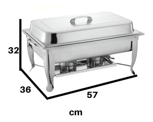 Chafer Bufetera Plegable Reforzado con Certificación NSF y 3 Insertos 1/3 x 6 cm