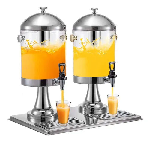 Dispensador de Jugo Doble, Acero Inoxidable y Policarbonato, 2x8 L