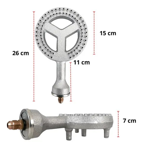 Quemador Alta Presion Hierro Fundido 15cm Camping Completo