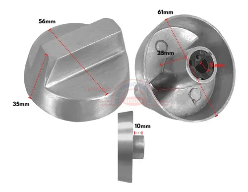 Perilla Para Estufa Metalica Industrial Cromada Redonda