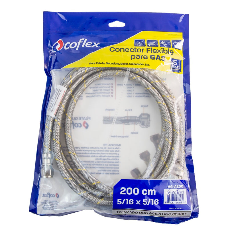 Manguera Coflex 2.00 Mts.5/16 Acero Inox